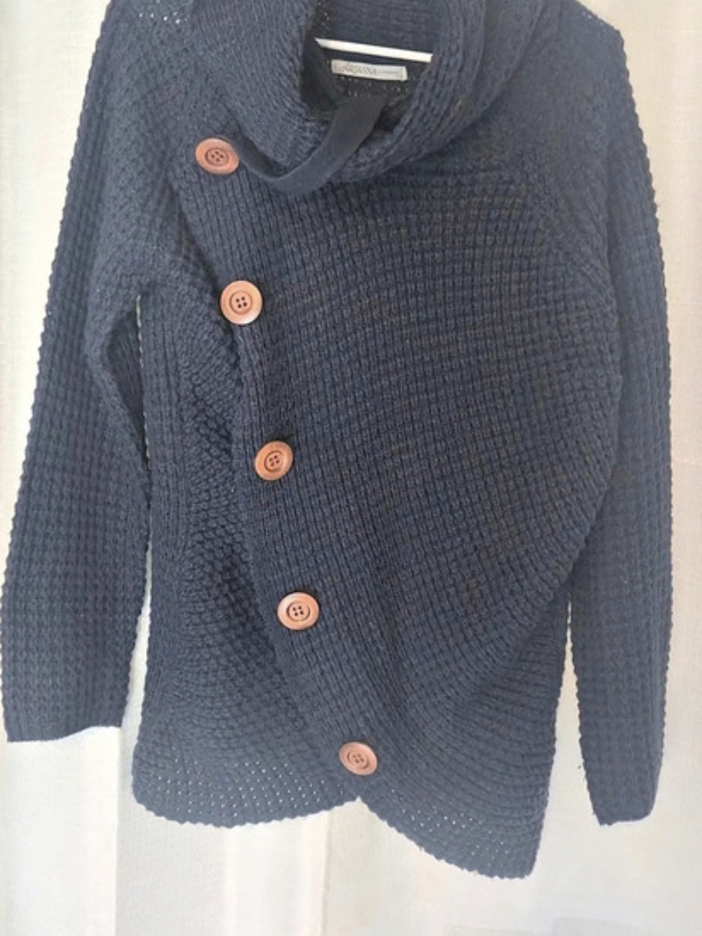 Arianna by Howards Navy Blue Cowl Neck Knit Sweater Like New